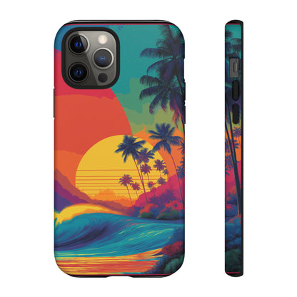 Vibrant Phone Case, Tropical Sunset Design, Beachy Vibes, Summer Accessory, Cool Gift for Surf Lovers, Durable Tech Cover