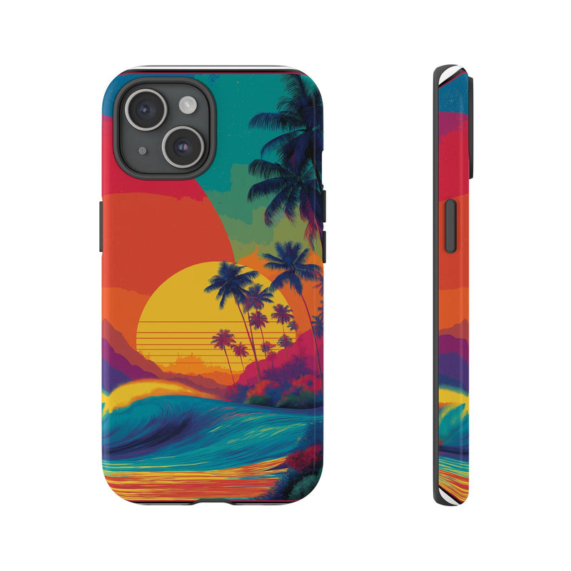 Vibrant Phone Case, Tropical Sunset Design, Beachy Vibes, Summer Accessory, Cool Gift for Surf Lovers, Durable Tech Cover