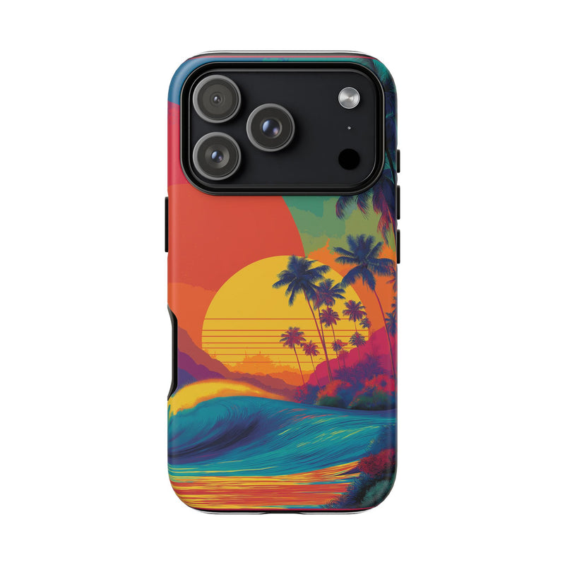 Vibrant Phone Case, Tropical Sunset Design, Beachy Vibes, Summer Accessory, Cool Gift for Surf Lovers, Durable Tech Cover