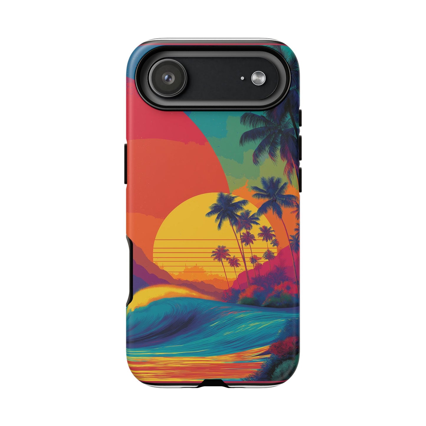 Vibrant Phone Case, Tropical Sunset Design, Beachy Vibes, Summer Accessory, Cool Gift for Surf Lovers, Durable Tech Cover
