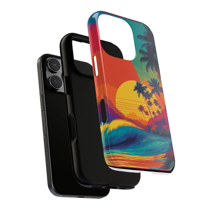 Vibrant Phone Case, Tropical Sunset Design, Beachy Vibes, Summer Accessory, Cool Gift for Surf Lovers, Durable Tech Cover