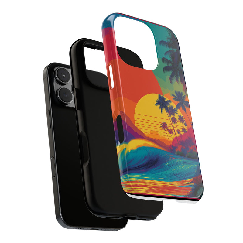 Vibrant Phone Case, Tropical Sunset Design, Beachy Vibes, Summer Accessory, Cool Gift for Surf Lovers, Durable Tech Cover