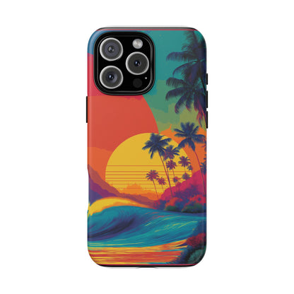 Vibrant Phone Case, Tropical Sunset Design, Beachy Vibes, Summer Accessory, Cool Gift for Surf Lovers, Durable Tech Cover