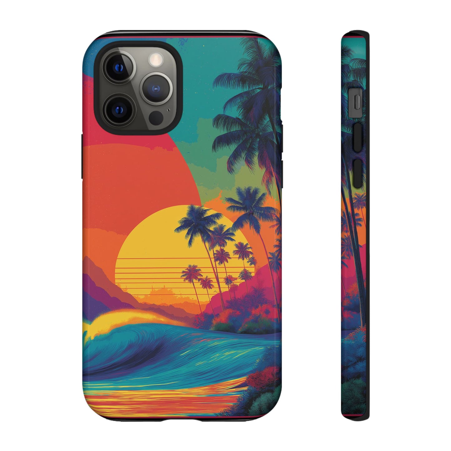Vibrant Phone Case, Tropical Sunset Design, Beachy Vibes, Summer Accessory, Cool Gift for Surf Lovers, Durable Tech Cover