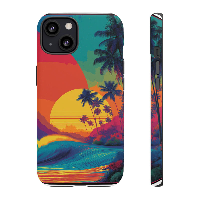 Vibrant Phone Case, Tropical Sunset Design, Beachy Vibes, Summer Accessory, Cool Gift for Surf Lovers, Durable Tech Cover