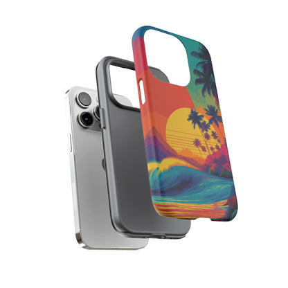 Vibrant Phone Case, Tropical Sunset Design, Beachy Vibes, Summer Accessory, Cool Gift for Surf Lovers, Durable Tech Cover