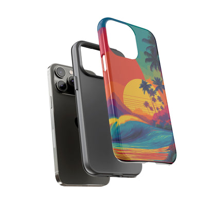 Vibrant Phone Case, Tropical Sunset Design, Beachy Vibes, Summer Accessory, Cool Gift for Surf Lovers, Durable Tech Cover