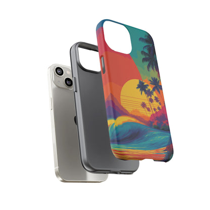 Vibrant Phone Case, Tropical Sunset Design, Beachy Vibes, Summer Accessory, Cool Gift for Surf Lovers, Durable Tech Cover