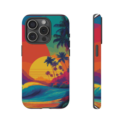 Vibrant Phone Case, Tropical Sunset Design, Beachy Vibes, Summer Accessory, Cool Gift for Surf Lovers, Durable Tech Cover