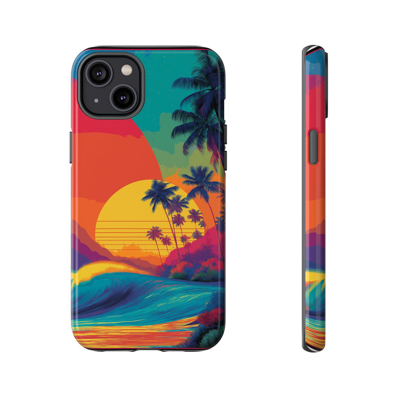Vibrant Phone Case, Tropical Sunset Design, Beachy Vibes, Summer Accessory, Cool Gift for Surf Lovers, Durable Tech Cover