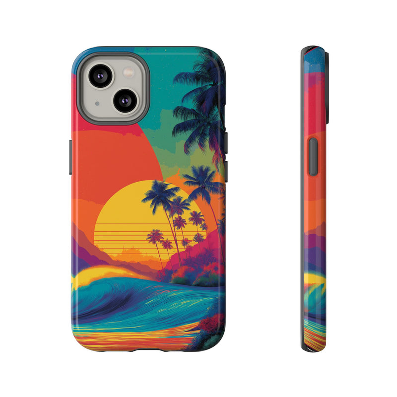 Vibrant Phone Case, Tropical Sunset Design, Beachy Vibes, Summer Accessory, Cool Gift for Surf Lovers, Durable Tech Cover