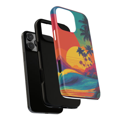 Vibrant Phone Case, Tropical Sunset Design, Beachy Vibes, Summer Accessory, Cool Gift for Surf Lovers, Durable Tech Cover