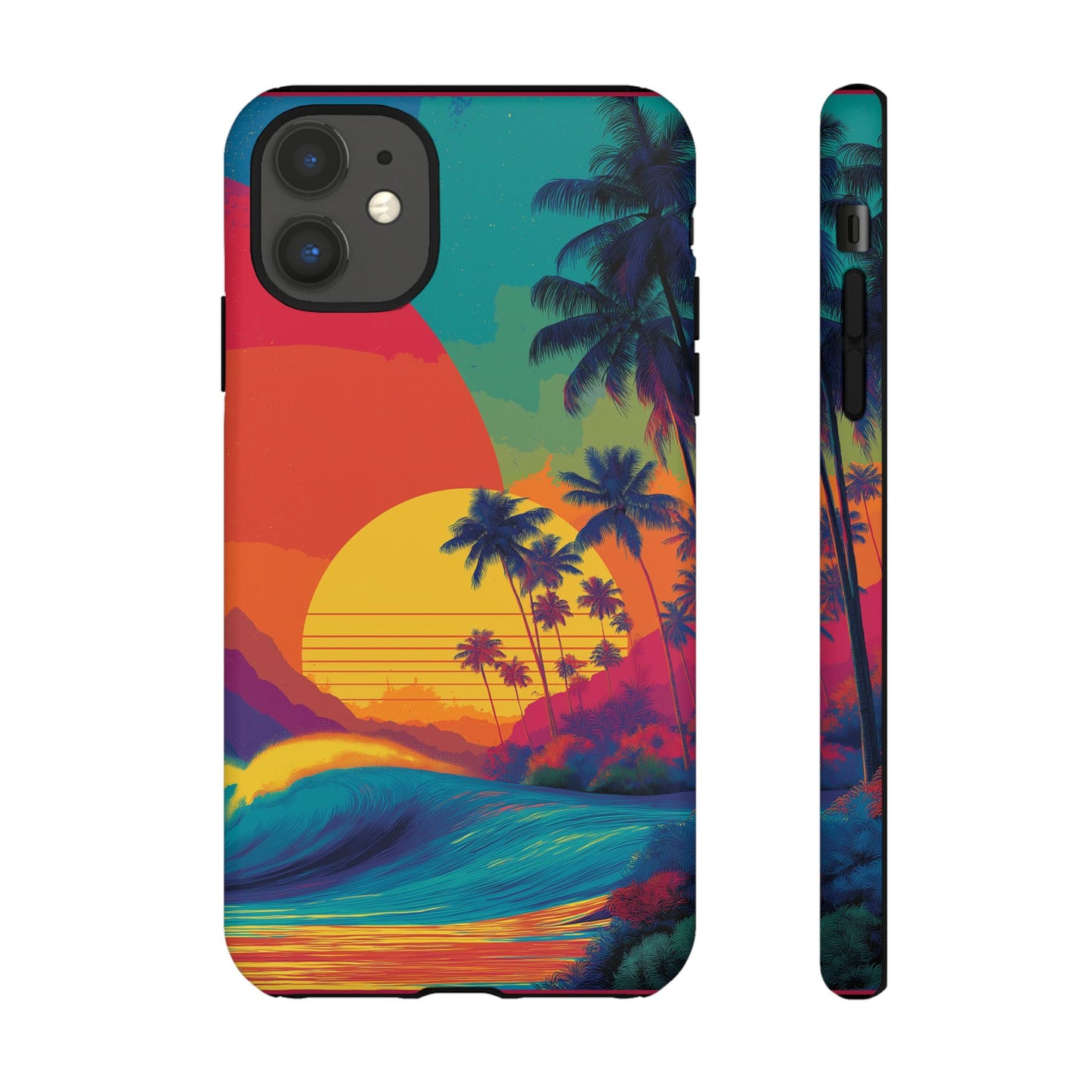 Vibrant Phone Case, Tropical Sunset Design, Beachy Vibes, Summer Accessory, Cool Gift for Surf Lovers, Durable Tech Cover