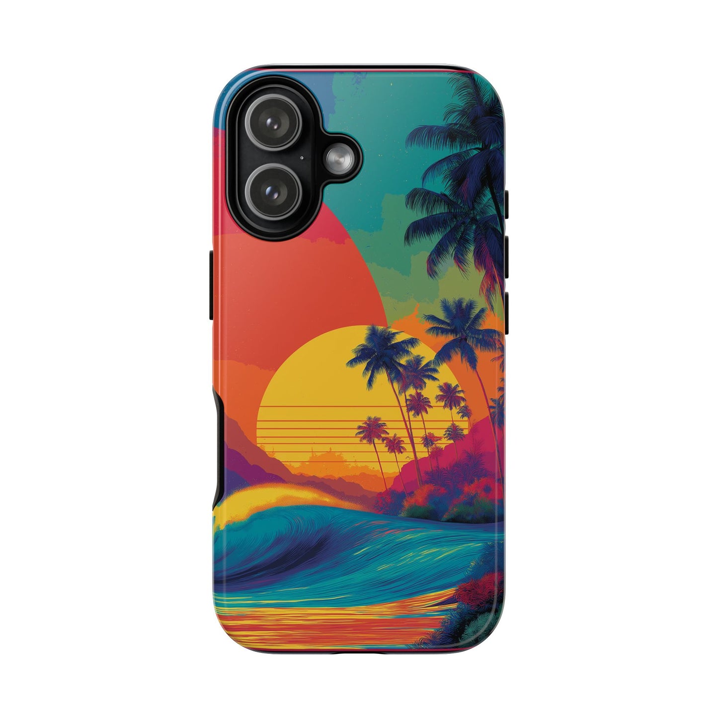 Vibrant Phone Case, Tropical Sunset Design, Beachy Vibes, Summer Accessory, Cool Gift for Surf Lovers, Durable Tech Cover