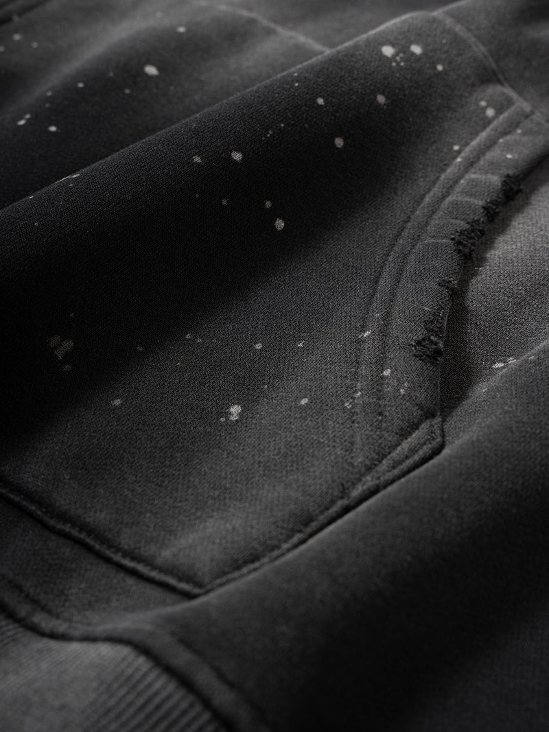 Vintage Washed Frayed Fleece Hoodie