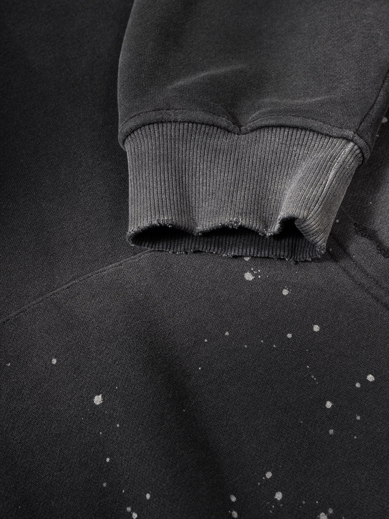 Vintage Washed Frayed Fleece Hoodie