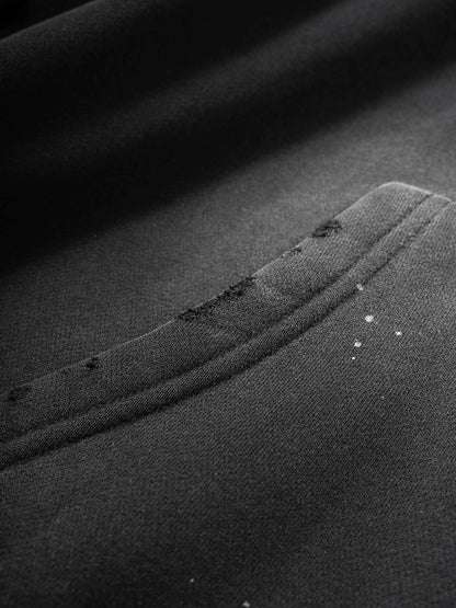Vintage Washed Frayed Fleece Hoodie