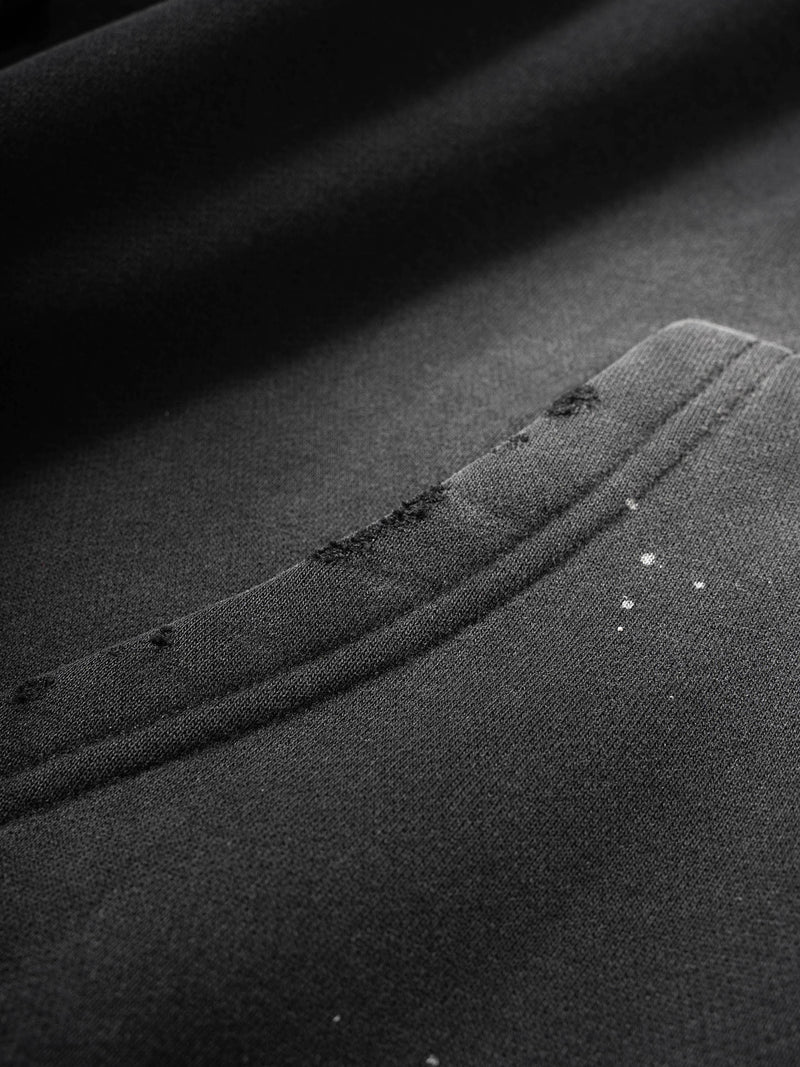 Vintage Washed Frayed Fleece Hoodie