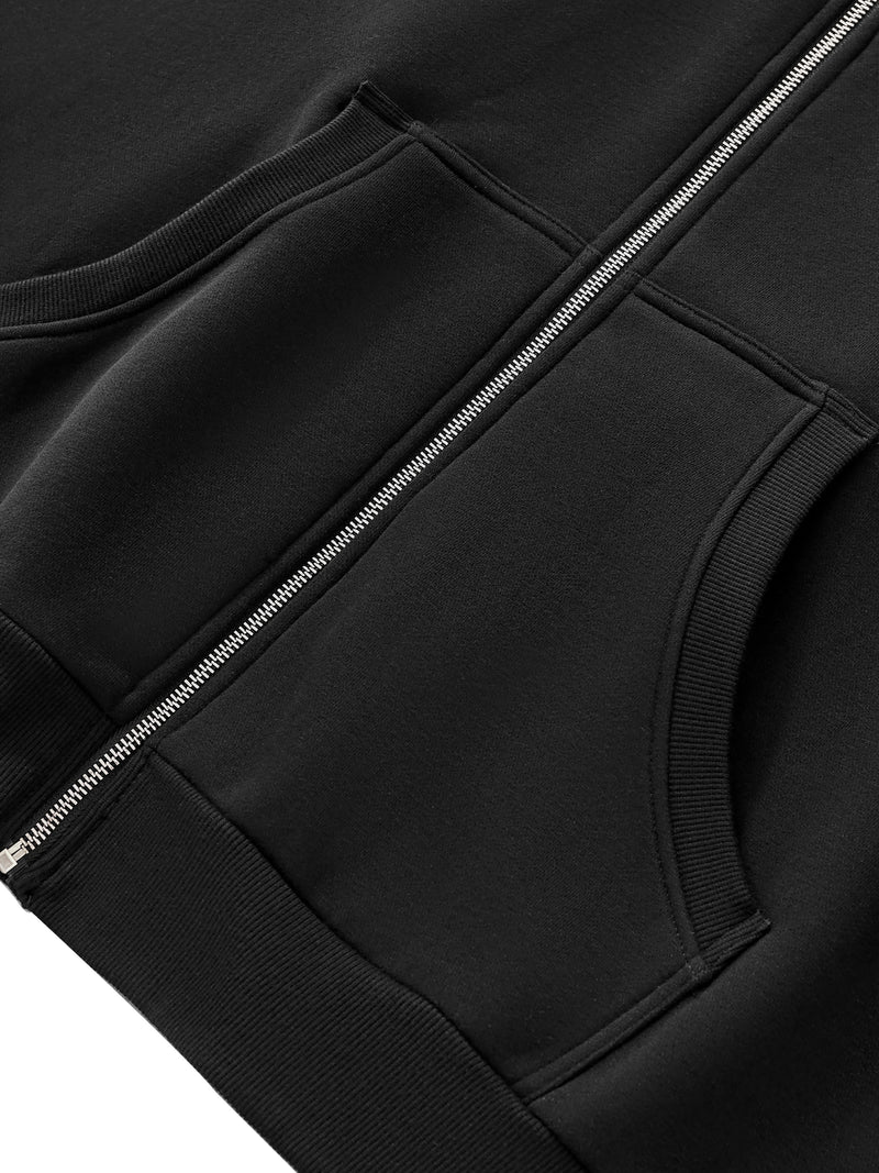 Fleeced Full-Zip Boxy Hoodie